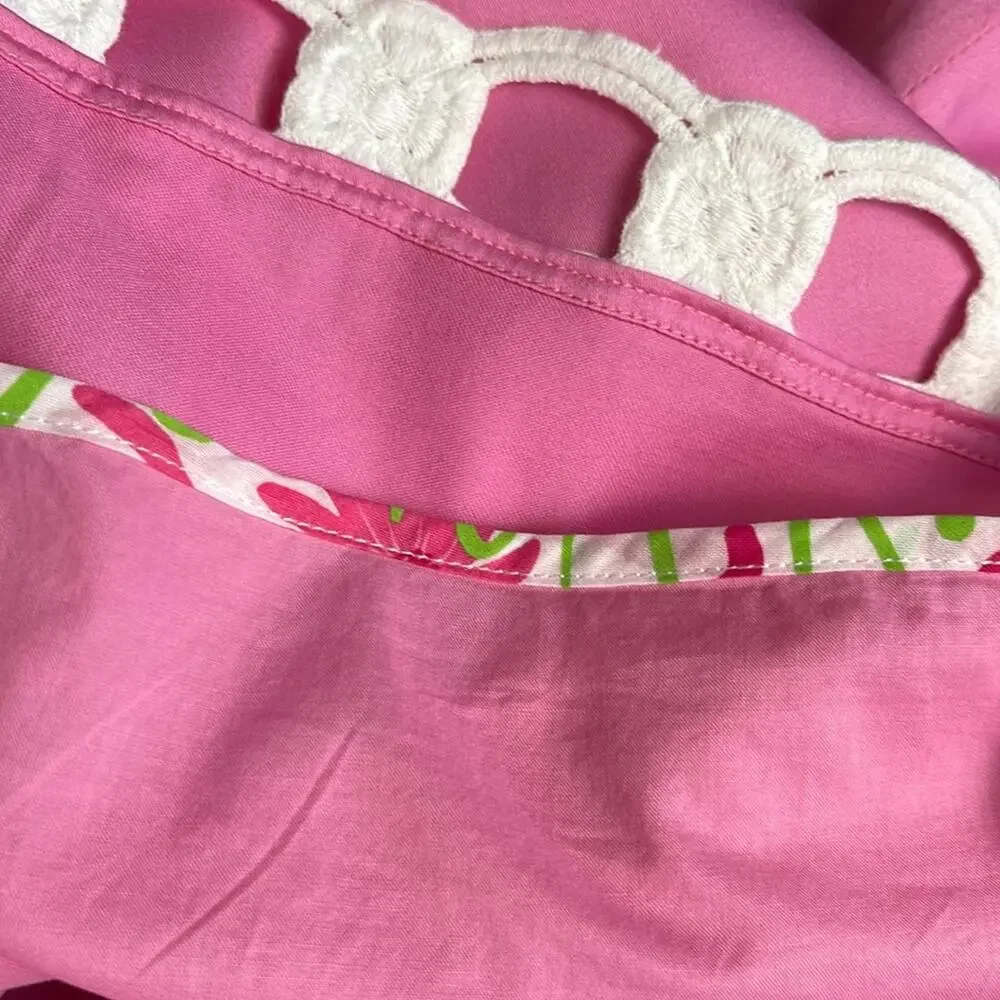 Lilly Pulitzer Strapless Fit Flare Resort Wear Dress Pink White Size 4 - Picture 9 of 12
